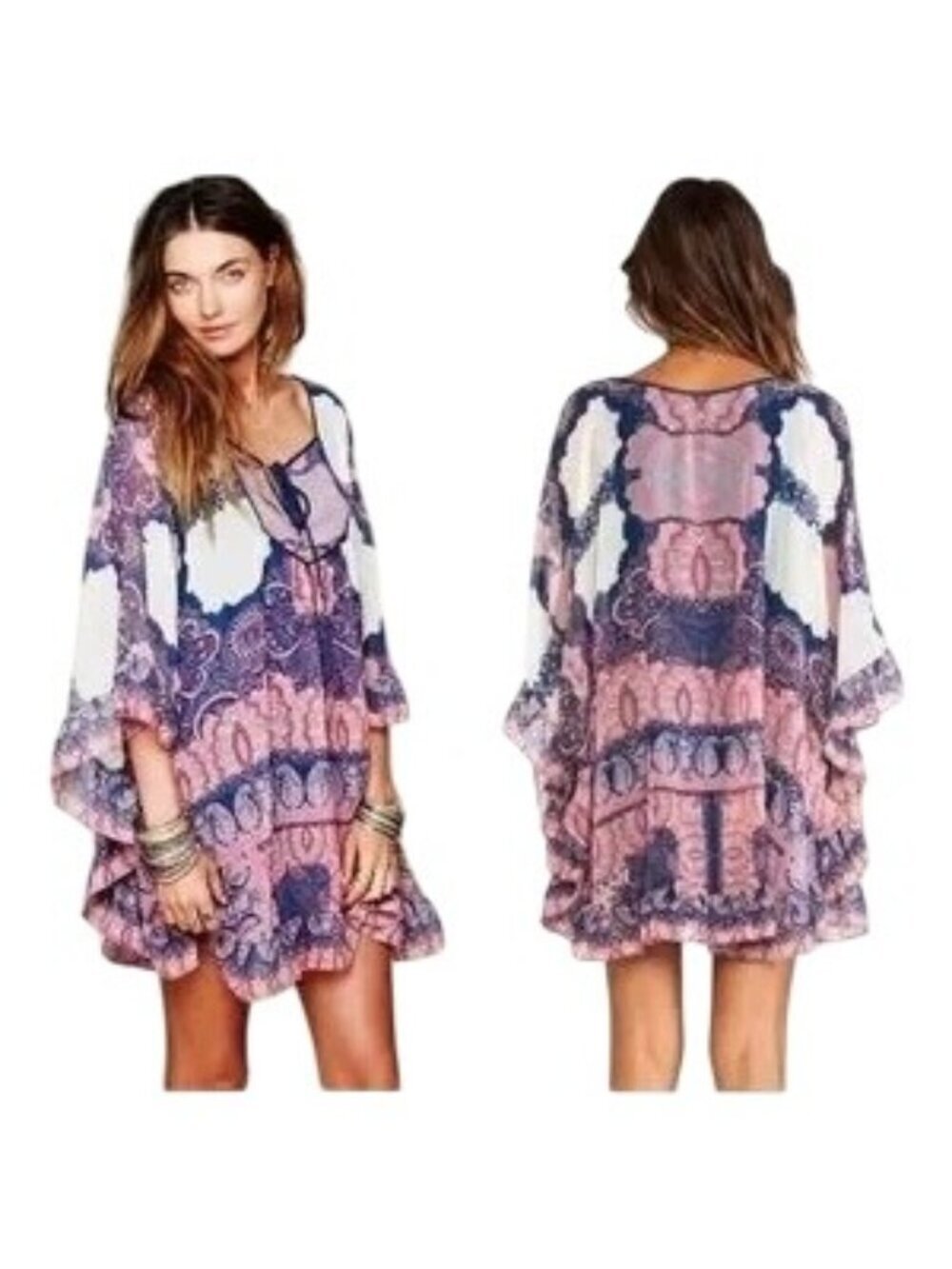Free People Marla Dreams Blue Boho Tunic